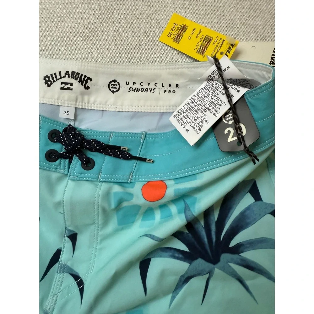 Billabong Upcycler Sundays Pro Boardshorts Blue‎ Palm Print – Size 29 NWT